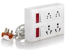 Hi-Plasst 6A And 16A Multi Outlet Extension Electrical Switch Board With 2 Regular Sockets And Individual Indicator (2+4) 15 Yard