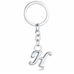 Caristo English Alphabet Letter H (KC-1) Silver Metal Name Keychain for Car Bike Men Women Kids Keyring