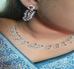 VAMIKA UNIQUE CREATIONS Jewellery gold Artificial Stone Studded Necklace colour dark pink Jewellery set with 1 Pair of Earring-c1