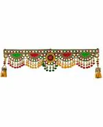 PREETENCY Mirror Traditional Multi Zula Pearl Plastic Beads Handmade Door Hanging/Bandarwal/Toran for Door, (36 inch Length), Multicolored, Medium-1 Pieces