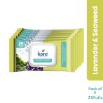 Kara Lavender & Seaweed Makeup Removal Wipes Pack of 6 (25 Pulls)