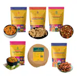 THE STATE PLATE Snack Combo | Family Pack of 6 Namkeen | Bhel, Chakli, Khakhra, Kodubale, Sev