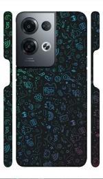 YAPZONE Cool Lifestyle Icons Gradient Black Background |Designer Printed Hard Back Cover for Oppo Reno 8 Pro 5G Premium & Attractive Case for Your Smartphone