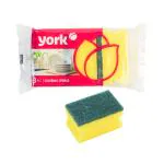 York Cleaning Scrub and Sponges for Kitchen, Dishes, Bathroom,One Scouring Scrubbing One Absorbent Side - 3 Pcs (Pack of 3)