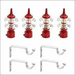 GLOXY ENTERPRISE Aluminium Double Diamond Brackets Parda Holder with Support 1 Inch Curtains Rod Pocket Finials Designer Door and Window Curtain Holders and Rod Support Fittings( Red 2 Pair)