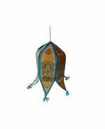 Zoltamulata Engraved Jagannath Nilachakra Printed Wall Hanging Jhoomar Blue (42 x 22 x 30 cm)