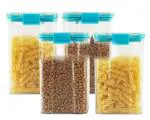 Clik n Seal Air Tight Kitchen Storage Container Jars Blue Cap Set of 4 Each 1200 ML