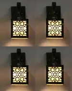 ONECYA ROYAL FANCY Round Wooden Wall Light/Wall Hanging Lamp for Bedroom, Pendant Light Indoor and Outdoor Electric (Pack of 4) Downcya0106