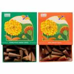 HELP US GREEN Natural Incense Fragrance Eucalyptus and Rose Dhoop Cones with Holder (80 pcs) | Havan for Pooja, Home & Festivals I Natural Guggal/Loban Original |Pack of 2 (40 Cones/pack)