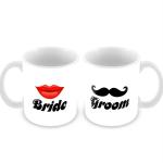 Jiya EnterpriseTuelip White Ceramic Cute Couple Groom And Bride Printed Coffee Mug - 350 ML