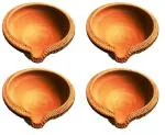 Mkd2 Rise Natural Clay Traditional Diwali Ke Diya | Earthen Clay Diya | Mitti Ka Diya | Diyas for Pooja (Medium, Set of 4)