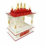 Kamdhenu Art And Craft Red, White Wood Home Temple - 18 X 12 X 24 Inch