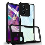 SROCK Vivo Y22, Y22s Bumper Case |360 degree Protection |Anti-slip| Transparent Hybrid| Eagle Mobile Back Case Cover for Vivo Y22, Y22s -Black