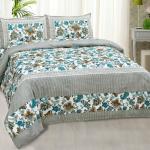 JAIPUR FABRIC Aztec Grey Tribal Pattern Pure Cotton King Size Bedsheet