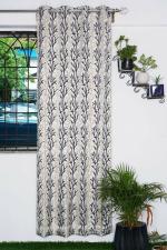 Parda Online Black and Golden Jacquard Abstract Eyelet Leaves Window Curtain 9ft, (Pack of 1)