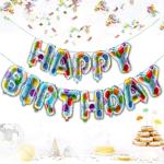 AMFIN (16 inch) Happy Birthday Letter Foil Balloons/Birthday Party Supplies/Happy Birthday Balloons for Party Decorations - Blue