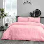 Home Blendz Cotton Strip Double Bed Bedsheet with 2 Pillow Covers for Home, Hotel, Guest House - Pink