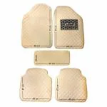 CarBinic 4D Premium Car Foot Mat - Universal Fits For All Cars | Premium Double Layered Leather| Shock Absorbent | Waterproof | Anti-Skid | Heel Pad | Car Accessories Interior (Beige)