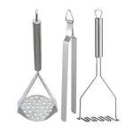 DreamBasket Stainless Steel Roti Chimta & (Pack of 2 ) Potato Masher for Kitchen