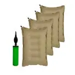 SHIVAM CART Sleeping Inflatable Air Pillow Headrest Soft Comfort Ultralight Portable Neck Pillow Plane Flight Bus and Office for Men and Women with Air Pump Biege Color (Pack of 4)