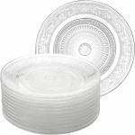 SOCXR 6 Pack Glass Salad Plates, 7 Inches Glass Fruit Dessert Plates, Clear Glass Appetizer Dinnerware Set with Beautiful Carved Pattern, Dishwasher Safe