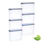 alltime Plastic Frostee Containers with Lid, Set of 6 (550 ml x2, 950 ml x 2, 1250x2) Blue