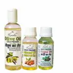 ROSEKA Pure Olive Oil 100 ml, Almond Oil 50 ml and Castor Oil 50 ml for Long and Strong Hair | Hair Oil (200 ml)
