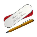 Giftana Yellow Pen with Message Box | Metallic Twister Ball Pen and Silver Finish | Blue Ink | Premium Metal Pens for Office | Stylish Gift for Men & Women | Corporate Gifts | Father Birthday Gifts