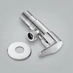 Bathonix Silver Zinc Alloy Quarter Turn Angle Valve With Wall Flange - Wall Mount Installation Type