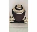 Gyaan Jewels Handmade Alloy Necklace, Earring and Maang Tikka Set White (Women) (Pack of 1) Free Size