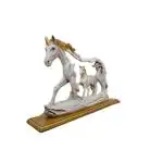 Desert Rose Crafts Good Luck Vastu-fengshui Decorative Horse with Baby Horse Statue (White)