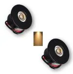 OTS Lights 1 Watt Pure Black Button LED COB Spot Light, Round (Pack of 2) (Warm White) - 3000k