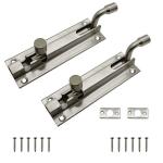 Volo Marble L Shape Stainless Steel Tower Bolt Door Latch, 4 inch (Pack of 2)