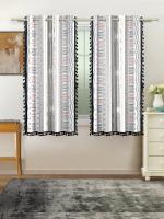 Cortina Set of 1 Cotton Floral Printed Room Darkening With Stainless Steel Rings Window Curtain