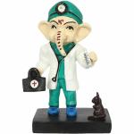 House And Crafts - White, Green Polyresin Sanju Movie Lord Ganesh In Doctor Statue Sculpture Decorative Showpiece - -19 Cm