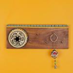 ARTYSTA BEAUTIFYING LIVES Off White Matki On Top Wood Key Holder for Wall Stylish and Home Decor, 5 Hooks