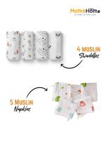 Mom's Home Infant Multi-Coloured Printed 9-Piece Baby Apparel Gift Set. 0-12M