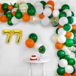SpecialYou.in 77th Independence day balloon decoration set | 15 August decoration | Tricolor Orange green white confetti balloons | Artificial leaves - 70 items
