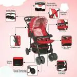 Sunbaby Divine Red Baby Stroller/Pram With Light Weight Foldable Umbrella Canopy (0-3 Years)