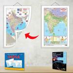 GO WOO India POLITICAL - MAP PRACTICE BOOK, BOOK OF OUTLINE MAPS India and 2 IN 1 India POLITICAL AND PHYSICAL MAP IN ENGLISH | Set of 2 books and 1 chart