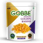 Gobbe Premium Quality Golden Raisins | Pure Seedless Golden Raisins | Healthy & Nutritious Kishmish | Rich in Iron & Concentrated Sources Of Energy, Vitamins and Minerals - 200gm (Pack Of 1)