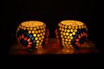 Heaven Decor Mosaic Glass Tealight Candle Holders(Setof 2)