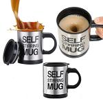 ZURU BUNCH Self Stirring Coffee Mug, Stainless Steel Automatic Mixing & Spinning Cup for Morning Travelling Home Office Men and Women (Black)