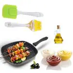 Linasha Heavy Duty Non Stick Aluminium Grill Pan Silicone Brush Combo Set Durable Omlet Pan Sandwich Pan Spatula Cookware Set Pack Of 2