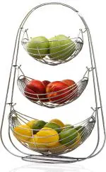 TruVeli Silver Stainless Steel Triple Step Swing Fruit And Vegetable Basket