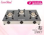 Euroshine 3 Burner Smart Manual Ignition Black Glass Top Gas Stove (ISI Certified) | 2 Years Warranty
