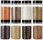 BOROSIL Spice Jar, 200 ml, Set of 8, Black