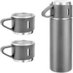 HEMIZA Stainless Steel Vacuum Flask and Flask Set Flask Combo with 3 Steels Cups Travel Friendly Odorless and Keeps Liquid Cold/ Hot Ideal Gift for Birthday and Diwali