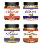 PIYOR Natural Premium Quality Dryfruits Combo Pack of 4 Almonds, Cashews, Raisins, Figs (4X 200g)