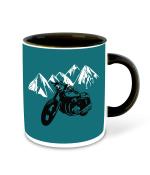 Whats Your Kick Biking Theme Motor Bike Design Printed Black Ceramic Coffee Mug and Tea Mug 325ml